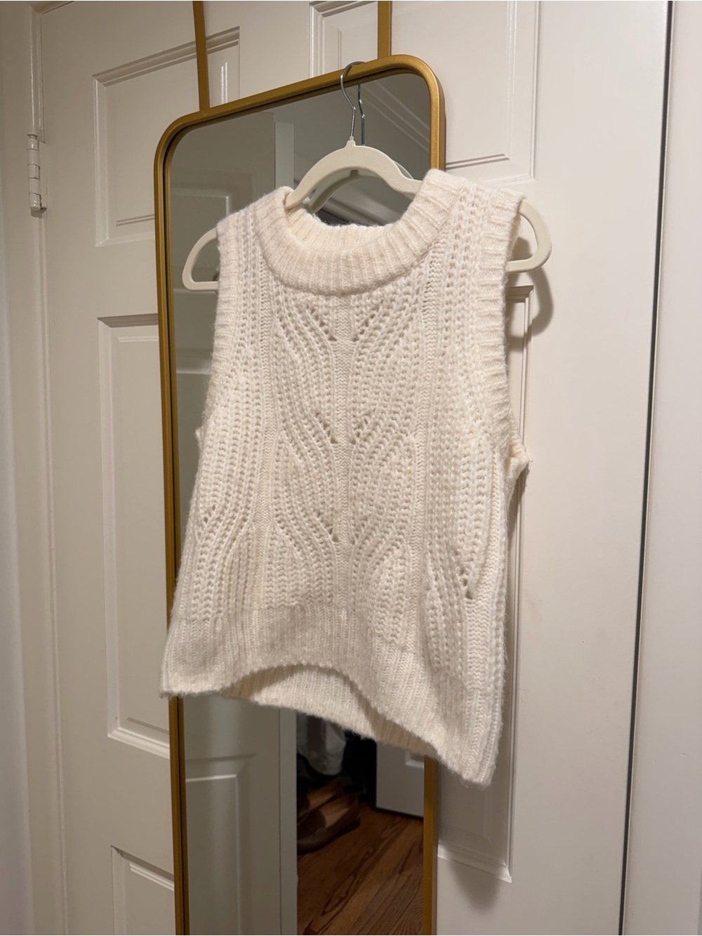 Madewell Cream Cable Knit Sleeveless Sweater Vest